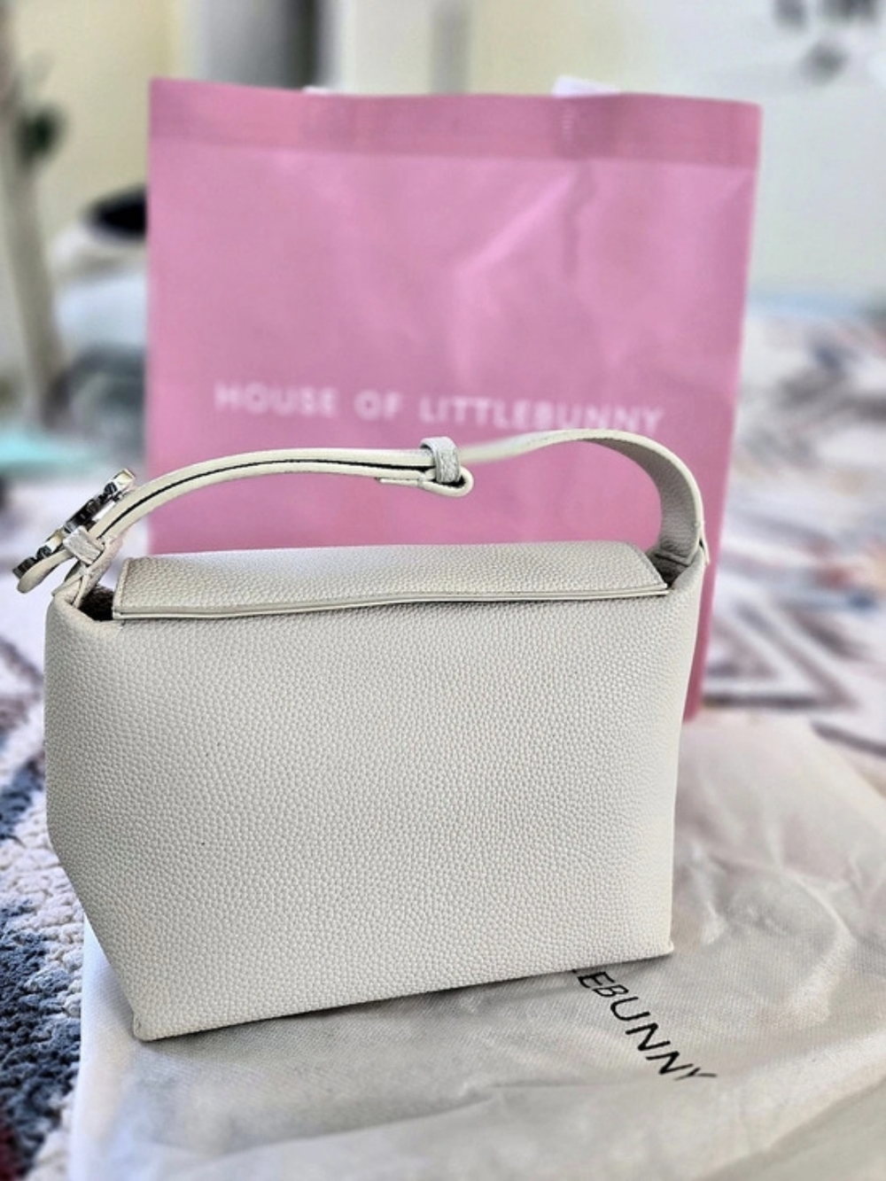 House of Little Bunny Timelessness 22 Textured Shoulder Bag in White